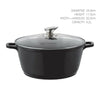 SQ Pro Cast Iron Casserole Dish Black Pre-Seasoned Ovenproof Pot & Lid 4.2L Pan