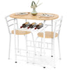 Small Table and 2 Chairs 3PCS Bar Kitchen Dining Breakfast Furniture Set W/Shelf