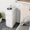 Slim Wood Bedside Table Bedroom Nightstand with Shelf & Drawer, Narrow Cabinet