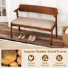 2-Seat Rubber Wood Bench with Soft Padded Seat-Walnut