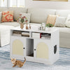 Modern Pet Cabinet Indoor Wooden Kitten House End Side Table-White