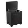 Black Wooded Laundry Storage Chest Bathroom Cabinet With Lid Laundry Basket New