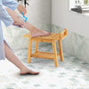 Bathroom Shower Bench 2-Tier Organizer Stool Bamboo Bathtub Seat w/Storage Shelf
