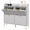 Slim Shoe Cabinet Storage Unit 4 Flip Drawers Modern Hallway Cupboard White Gold