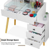 Dressing Table Make up Desk with LED Light Stool Mirror Height Adjustable