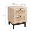 2 Straw Woven Drawer Bedside Table Chest of Drawers Storage Cabinet Furniture