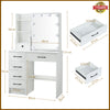 Dressing Table Vanity Makeup Desk With 10 LED Lighted Mirror And 6 Shelves Stool