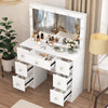 Vanity Makeup Desk Set With LED Light Mirror and 7 Drawers Dressing Table White