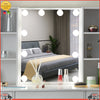 Vanity Dressing Table With LED Lighted Mirror Drawer 6 Open Shelves Makeup Desk