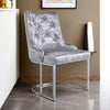 1/2PCS Velvet Dining Chairs Luxury Padded Dining Room Chairs Armless Silver Legs