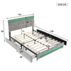 UPHOLSTERED 4FT6 DOUBLE BED FRAME WITH 4 DRAWERS LED LIGHT STRIPS VELVET FABRIC