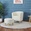 White Sherpa Accent Arm Chair Upholstered Single Sofa W/ Ottoman for Living Room