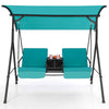 Outdoor Canopy Swing Chair W/ Center Tray & 23L Cooler Bag-Green