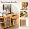 Kitchen Buffet Sideboard Storage Cabinet Cupboard w/ Tempered Glass Sliding Door