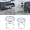 Modern Clear Glass Coffee Table Round Side End Table Desk with Chrome Stand Base