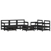 7 Piece Garden Lounge Set Black Solid Wood Pine
