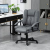 HOMCOM Faux Leather Home Office Chair Mid Back Desk Chair with Arms Dark Grey