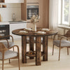Wooden Round Dining Table for 4, Small Kitchen Dinner Table with Storage Shelf