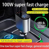 Retractable Car Charger 4 in 1 Car Charger 100W Car Phone Charger 2x Cables