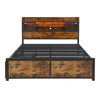 4FT6 DOUBLE BED FRAME WITH LED, CHARGING STATION, STORAGE HEADBOARD & DRAWERS