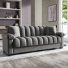 Convertible 3 Seater Velvet Fabric Grey Comfortable Storage Ottoman Sofa Bed