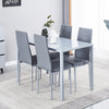 4x Grey Faux Leather Dining Chairs & Grey Tempered Glass Dining Table Dining Set