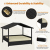 Wicker Dog House, Raised Pet Bed with Cushion Canopy, for Small to Medium Dogs