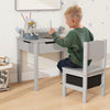 Kids Table and Chair Sets Toddler Childrens Activity Table with Paper Roll Grey