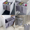 Kitchen Waste Pull Out Bin 3 Recycling Trash Cans Cabinet Integrated Grey 30/40L