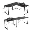 L-Shaped Corner Computer Desk Reversible Study Writing Desk 2-Person Workstation