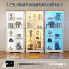 71" Display Cabinet with Glass Doors, Modern Curio Cabinet with 3 Color Lights