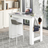 Bar Table Marble Counter Height Storage Cabinet Shelf Hooks Kitchen Breakfast