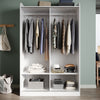 Modern 2 Sliding Door Wardrobe Matt White Storage Cupboards with 2 Hanging Rail