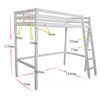 High Sleeper Bunk Bed Loft Cabin Bed Solid Pine Wood Frame Kids Single 3FT White