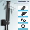 12" Concealed Shower Mixer Valve Tap Square Black Bathroom Twin Head Valve Qotof