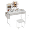 Dressing Table Vanity Set with Dimmable LED Light Mirror Socket Stool 3 Drawers