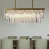 Crystal Dining Room Island Pendant Lamp Long Chandeliers Rectangle Ceiling Light
