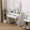 White Dressing Table Mirror with Lights Drawer Makeup Vanity Set Desk +2 Drawers