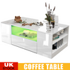 High Gloss Coffee Table With Storage 2 Drawer Wooden Living Room RGB LED Lights