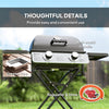 Portable Foldable Gas Barbecue Grill with Thermometer, Lid, Black