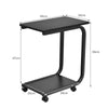 Rolling C-shaped Laptop Side Table Bedside Table Sofa Couch Table W/ 4 Wheels