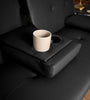Sofa Bed 2 Seater Black Faux Leather Click Clack Cup Holders Comfy Guest Bed