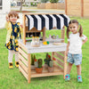 2-In-1 Wooden Mud Kitchen Double-Sided Kids Kitchen Playset w/ Canopy