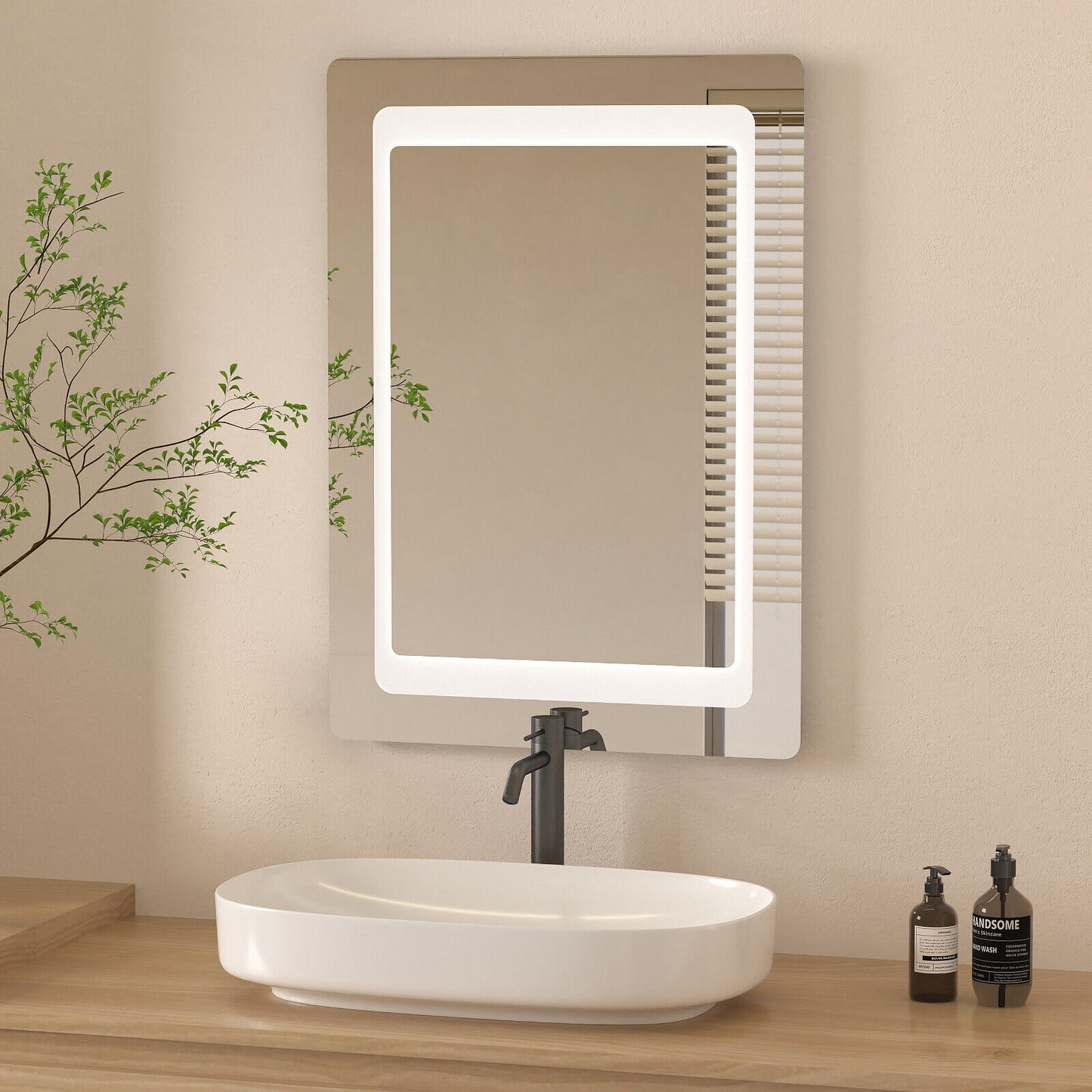 700X500mm LED Mirror Bathroom Illuminated with Anti-fog Demister Shaver Socket