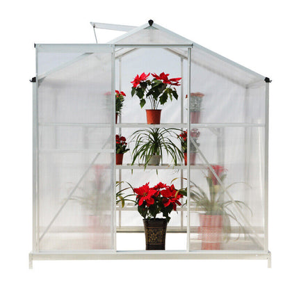 6x6FT Walk-In Greenhouse Aluminium Frame Polycarb Panel Planting Cabin