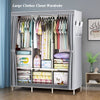 Canvas Wardrobe With Hanging Rail Shelving Fabric Clothes Storage Large Cupboard