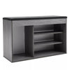Wooden Ottoman Shoes Storage Rack Bench Padded PU Seat Cabinet Cupboard Stand UK
