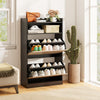 Freestanding Wooden Shoe Rack with Open Storage-Black