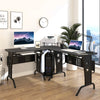 L-Shaped Corner Work Desk Gaming Office w/ Steel Frame CPU Rack Keyboard Tray Sp