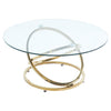 Home Office Large Gold Round Glass Coffee Table with Stainless Steel Leg 90x46cm